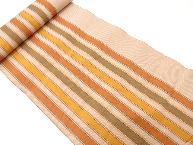 JAPANESE KIMONO / ANTIQUE BOLT FOR HASSUN OBI / WOVEN STRIPE